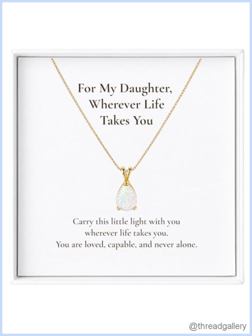 MissDaisy Gold-Tone Opal-Style Teardrop Pendant Necklace with Message Card Gift